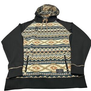 Saga Outerwear Men's XXL Geometric Print Hoodie Pullover Long Sleeve Black